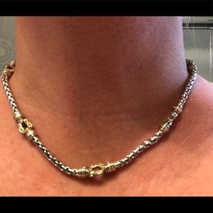 John Medeiros Silver & Gold Tone Station Necklace
